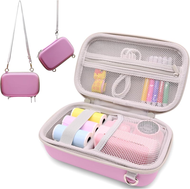 PLEAVEE Instant Print Film Camera Case for Kid Cameras & Digital Video Camera, Hard Storage Holder Organizer Bag Compatible with ESOXOFFORE/Dylanto/Anchioo/MINIBEAR and More (Pink) - Image 1